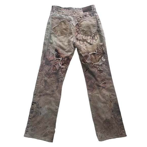 Just Cavalli by Roberto Cavalli distressed floral jeans with netted layering - Picture 2 of 3